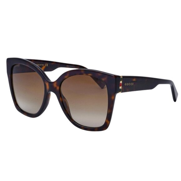 GUCCI GG0459S-002 Cateye Designer Sunglasses in Havana Tortoise Gold/Brown 54 mm